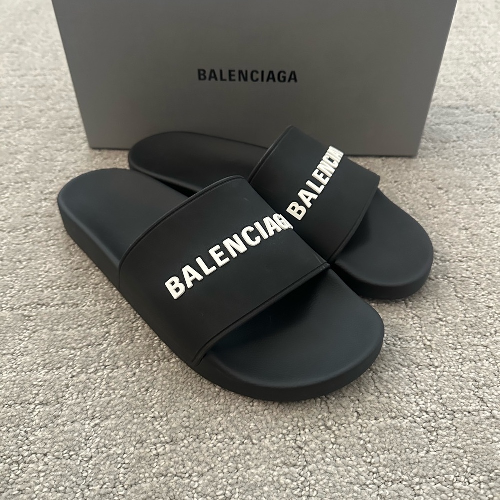 Balenciaga Black Pool Slides